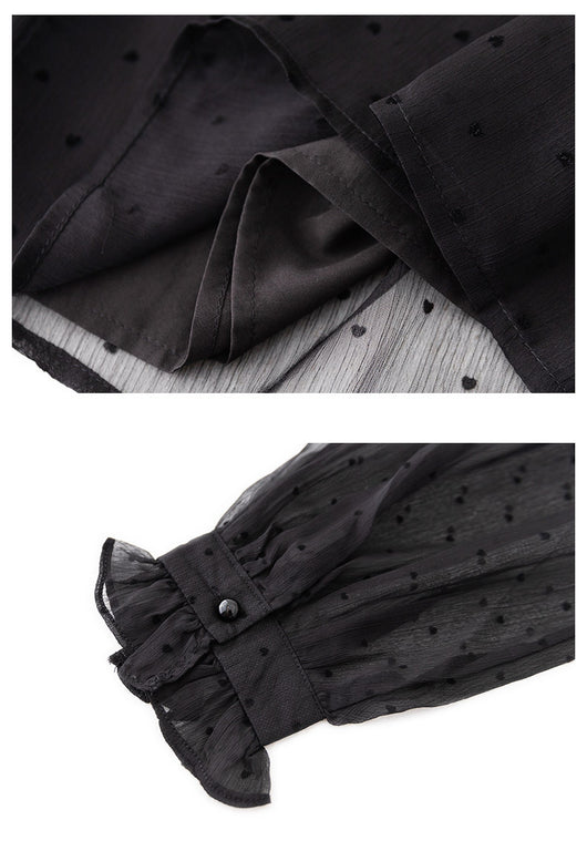 Blusa Larga de Gasa con Lunares para Mujer - Image 15
