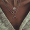 Fashionable Multilayer Boho Moon Map Necklace silvery