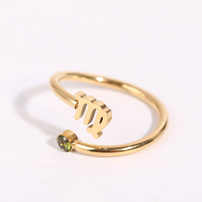 Anillo de Acero Inoxidable con Piedra de Nacimiento del Zodiaco - Image 9