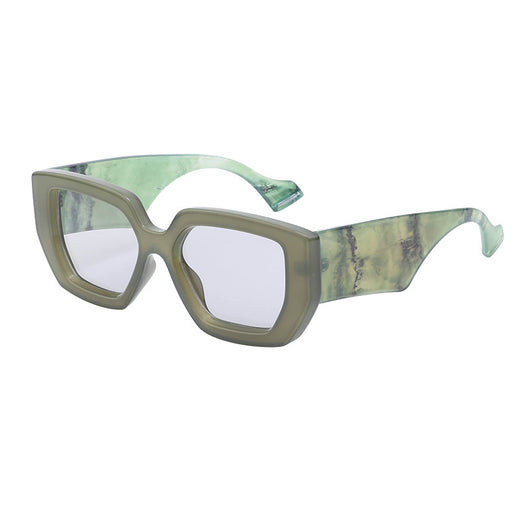 Cream wide leg sunglasses with a bold square frame and dark lenses, perfect for fashion wear and sun protection. - Image 13