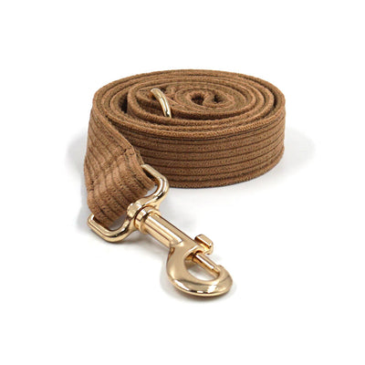 Brown corduroy pet harness with gold-colored metal quick-release buckle and D-rings, shown on a white background. - Image 21