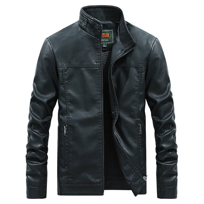 Chaqueta de Cuero para Hombre Talla Grande con Cuello de Pie - Image 9