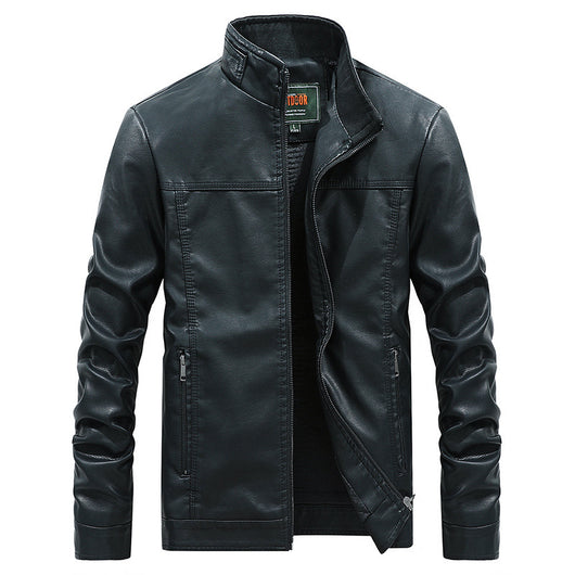 Chaqueta de Cuero para Hombre Talla Grande con Cuello de Pie - Image 9