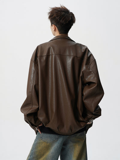 Chaqueta de Cuero para Motociclista Estilo Retro Americano Peso Pesado - Image 12