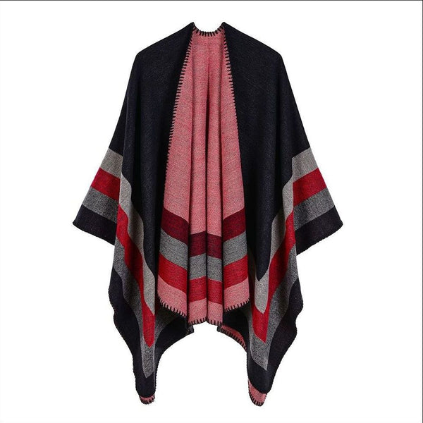 Poncho Cachemir de Marco Amplio con Abertura Frontal - Image 17