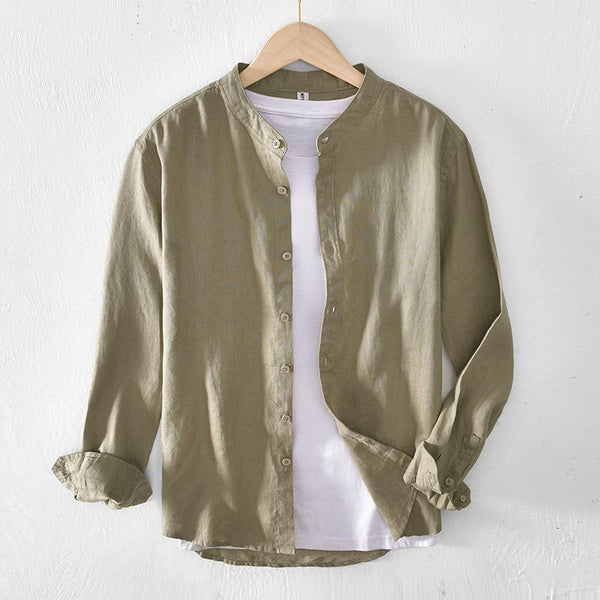 Camisa Abrigo de Lino con Cuello Mao - Diseño Minimalista