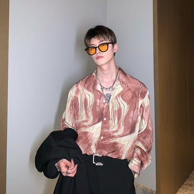 Camisa de Manga Larga con Diseño Abstracto - Estilo Coreano Moderno para Hombre - Image 10