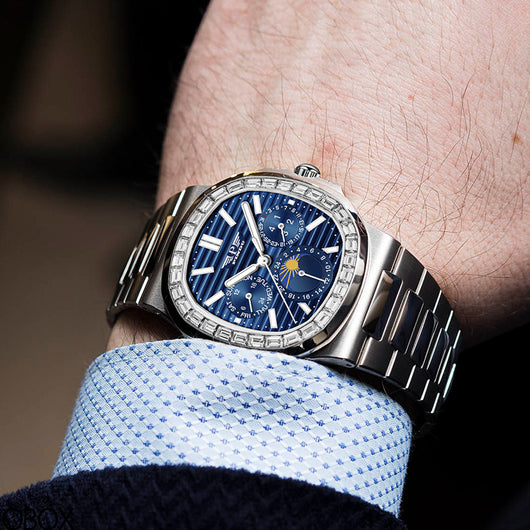 Reloj Elegante para Hombre Esfera Azul Diamante Diseño Cuadrado Grande - Image 4
