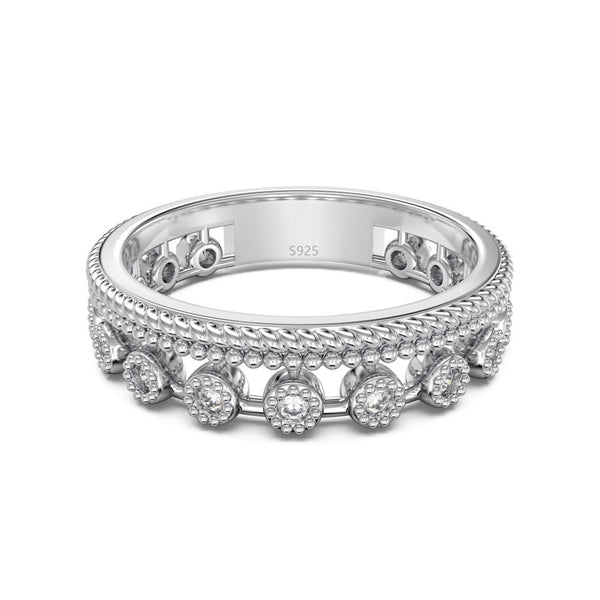 Anillo Cerrado Doble Fila Estilo Bosque de Diamantes - Image 5