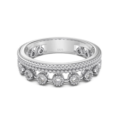 Anillo Cerrado Doble Fila Estilo Bosque de Diamantes - Image 5