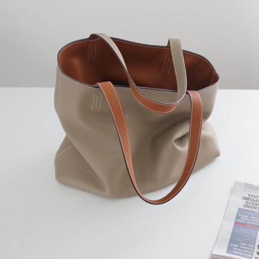 Bolso Grande de Cuero Genuino Doble Cara para Mujer - Image 6