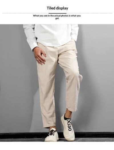 Pantalones Casuales de Lino y Algodón para Hombre - Ajuste Versátil - Image 24