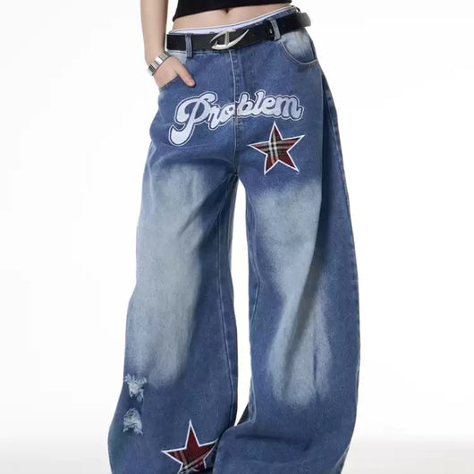 Jeans Anchos Retro Street Hot Girl XINGX con Estampado para Mujer - Image 11