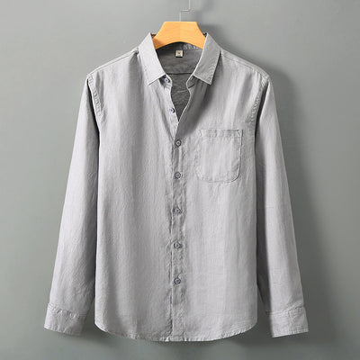 Camisa de Lino Manga Larga Suelta para Hombre - Fresca y Casual - Image 3