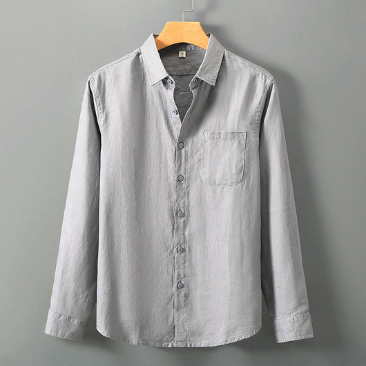 Camisa de Lino Manga Larga Suelta para Hombre - Fresca y Casual - Image 3