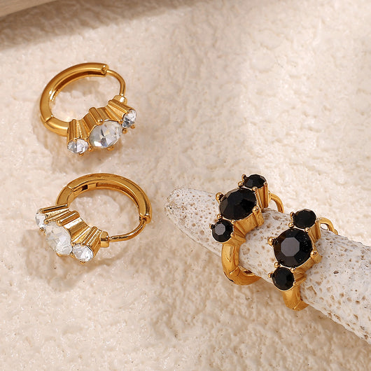 Aretes de Acero Inoxidable con Cristales Brillantes - Elegancia Refinada - Image 18