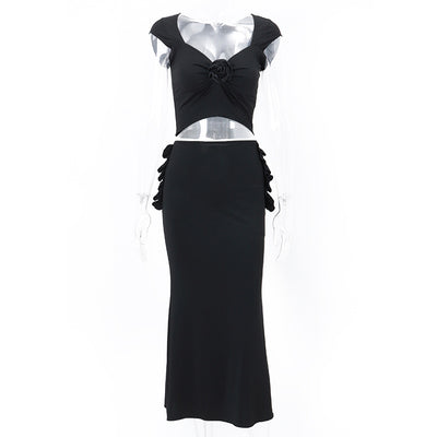 Vestido Midi Ajustado con Mangas Cortas y Volantes - Image 3