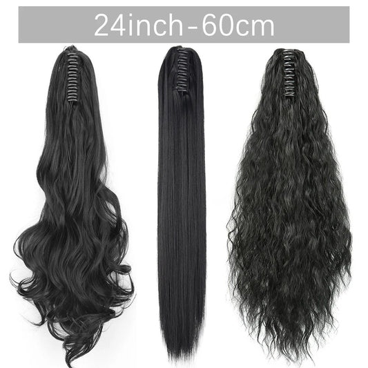 Peluca de Fibra Sintética con Clip Tipo Garra - Cabello Liso y Voluminoso - Image 2