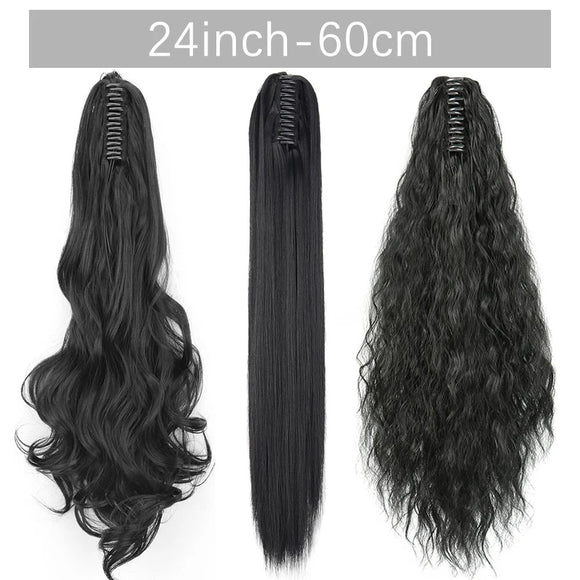 Peluca de Fibra Sintética con Clip Tipo Garra - Cabello Liso y Voluminoso