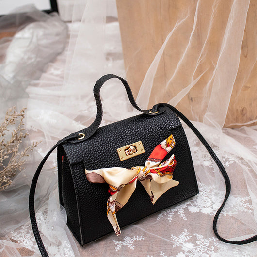 Bolso de Hombro con Pañuelo de Seda Estampado Lichi - Image 8