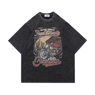 Camiseta Manga Corta con Estampado Retro Paisajista para Hombre - Image 9