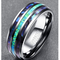 Nuncad 8mm Anel de Casamento de Carboneto de Tungstênio com Concha de Abalone e Opala Sintética para Homens e Mulheres 10