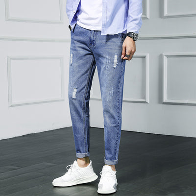 Pantalones vaqueros rotos cropped estilo desgarrado - Image 9