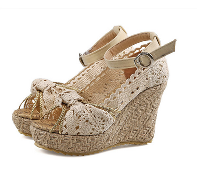 Sandalias de cuña con encaje elegante - Image 5