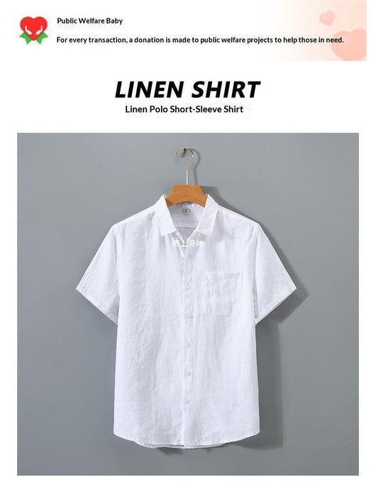 Camisa de Lino Puro para Hombre de Manga Corta - Image 8