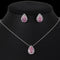 Water drop zircon earrings necklace Set Rosado