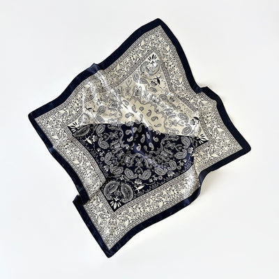 Pañuelo de Seda Estampado Paisley Negro - Cinturón Decorativo y Banda para Cabello - Image 43