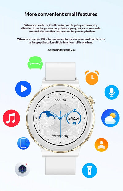 Reloj Inteligente HW52 Elegante con Esfera Redonda de Aleación de Zinc - Image 19