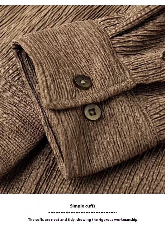 Camisa Manga Larga Cuello Cubano con Pliegues para Hombre - Image 15