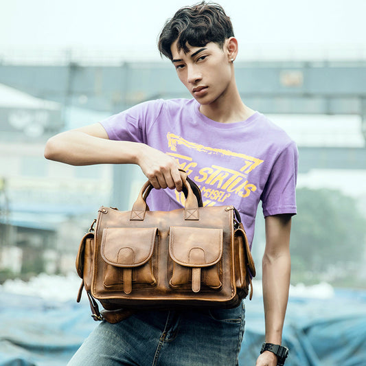 Bolsa Bandolera de Cuero Genuino Hecha a Mano para Hombre