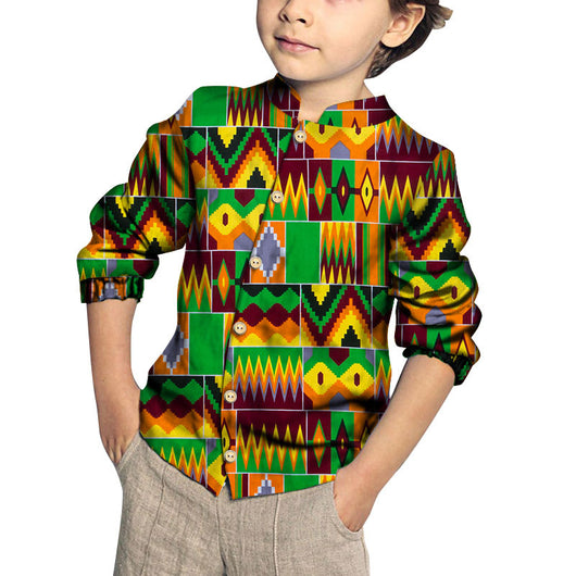 Camisa de Algodón para Niño con Estampado y Patchwork Moderno - Image 5