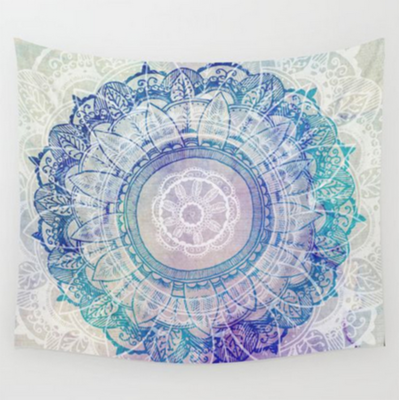 Tropical leaf and pink flamingo tapestry with "GOOD MORNING" text, hanging above a bed in a bright room. - Image 7