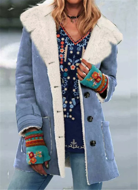 Chaqueta de Felpa Midi con Solapas y Bolsillos Parche - Image 10