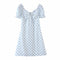Vestido Playero Retro con Cuello Cuadrado y Mangas Abullonadas