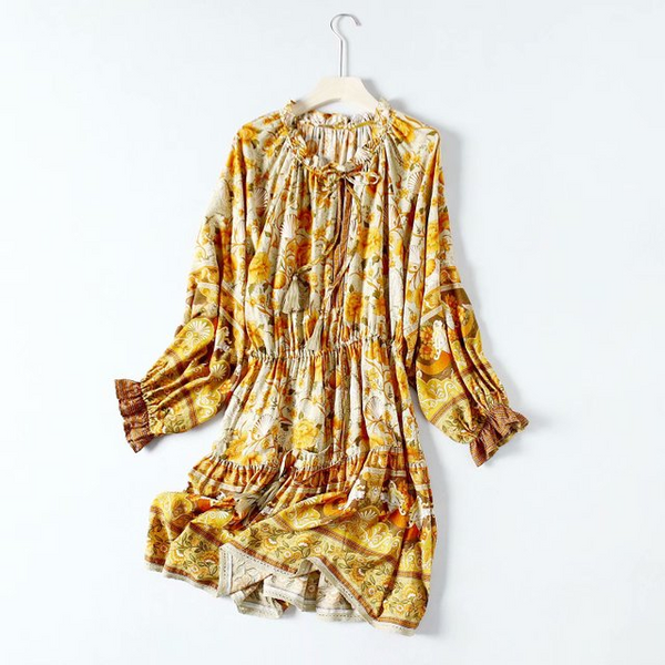 Vestido Estampado Cuello V Manga Larga - Image 6