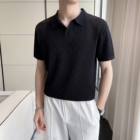 Playera Transpirable Estilo Hong Kong con Cuello Solapa Hueco