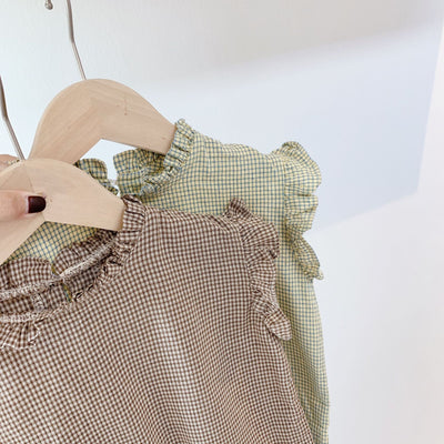 Blusa Sin Mangas a Cuadros con Detalles de Orejas de Madera y Encaje - Image 7