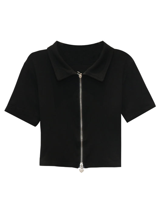 Playera Corta con Cierre Frontal Estilo Casual Moderno - Image 7