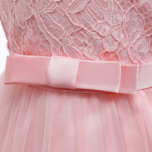 Vestido de Princesa para Primer Año con Moño y Encaje - Image 12