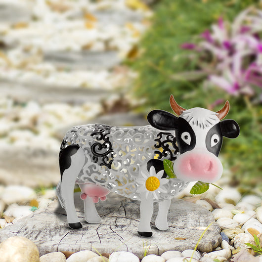 Lámpara Solar Decorativa Vaca Margarita - Adorno de Resina para Jardín - Image 7