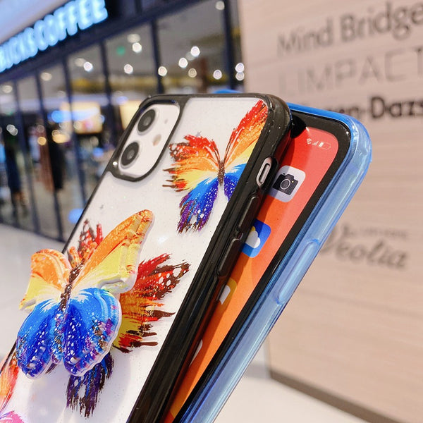 Funda para teléfono con mariposa y soporte