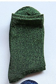 Calcetines Dama con Borde Brillante Oro y Plata en Seda y Encaje - Image 9