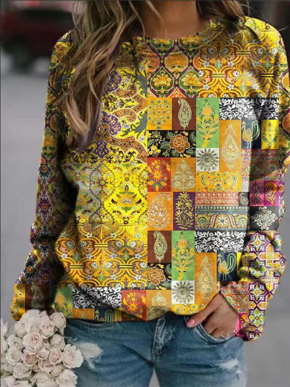 Playera Casual de Cuello Redondo con Estampado para Mujer