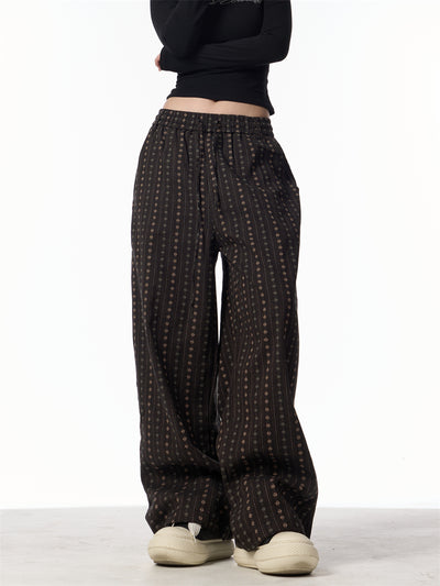 Pantalones Rectos Jacquard Retro Versátiles de Cintura Alta - Image 9