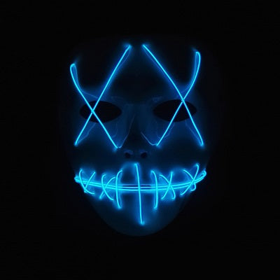 Máscara LED de Horror Halloween con Boca Rasgada y Ojos Cruzados Luminosos - Image 4
