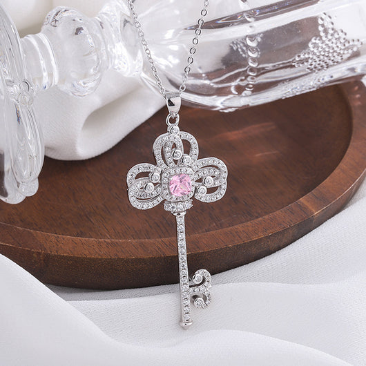 Collar Iris con Llave de Plata 925 y Diamantes - Diseño Minimalista Luxury